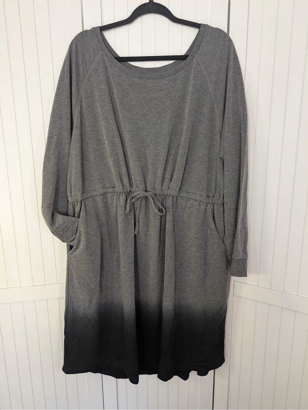 Torrid 3X 22 24 Grey Black Ombre Dip Dye Skater Sweatshirt Dress Pockets